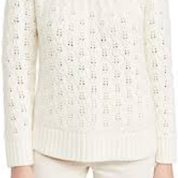 Madewell XS Ivory pointelle knit sweater mock neck - Picture 2 of 6